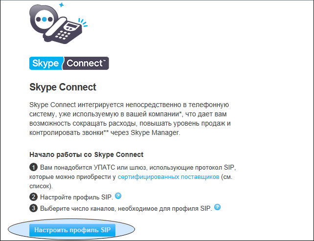Настраиваем Skype Connect